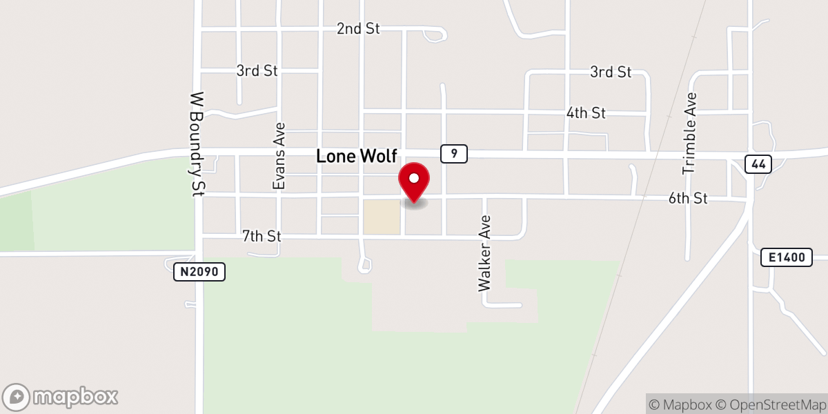 Map showing location of Lone Wolf Methodist Church Inc.