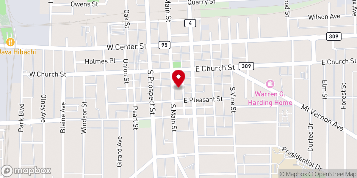 Map showing location of Trinity Baptist Church