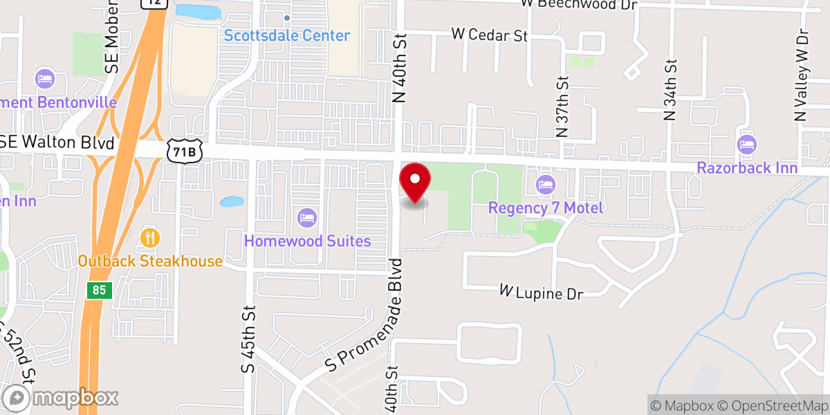 Map showing location of Hope Family Church NWA