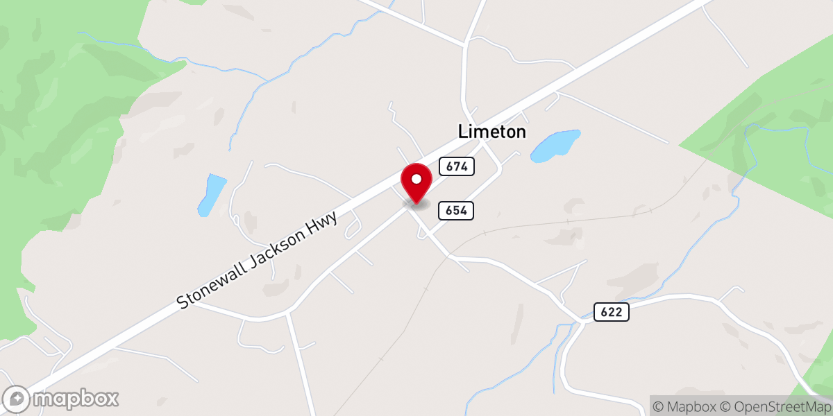Map showing location of Limeton Community United Methodist Church