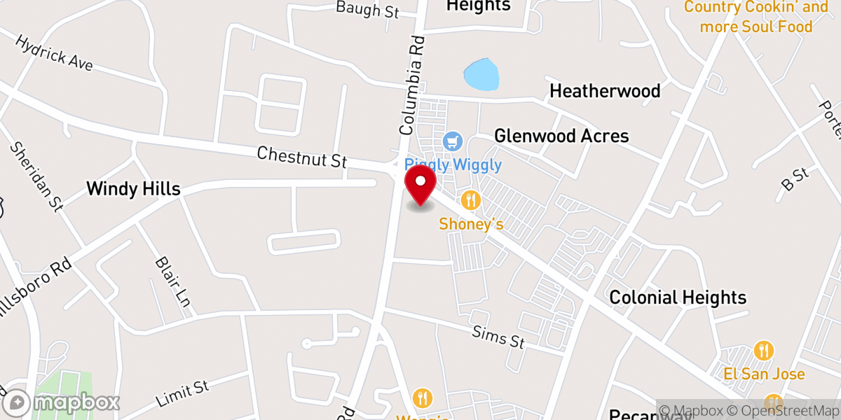 Map showing location of Saint Andrews Methodist Church