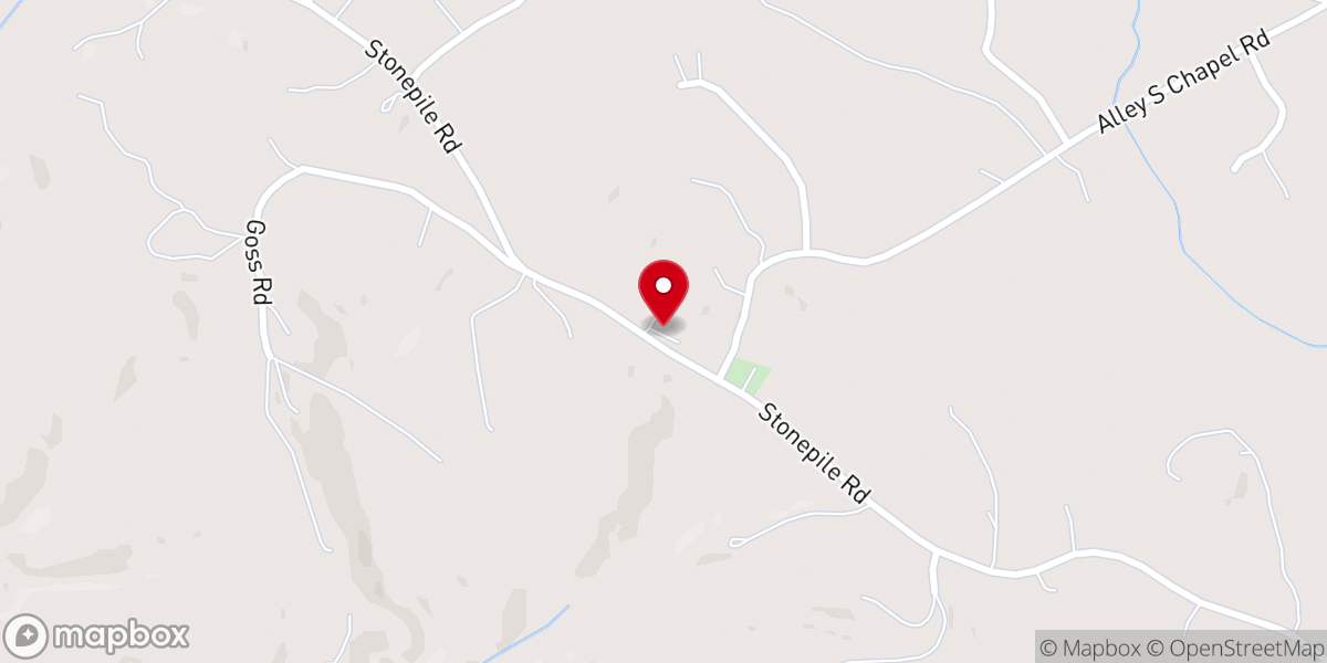 Map showing location of Stonepile Baptist Church