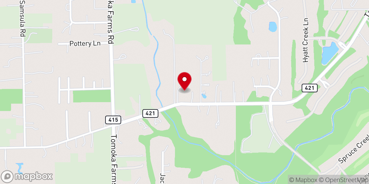 Map showing location of Spruce Creek Baptist Church