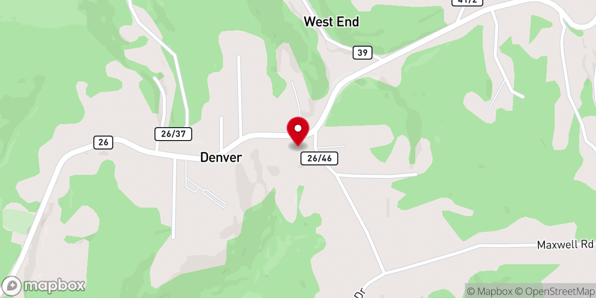 Map showing location of Denver United Methodist Church