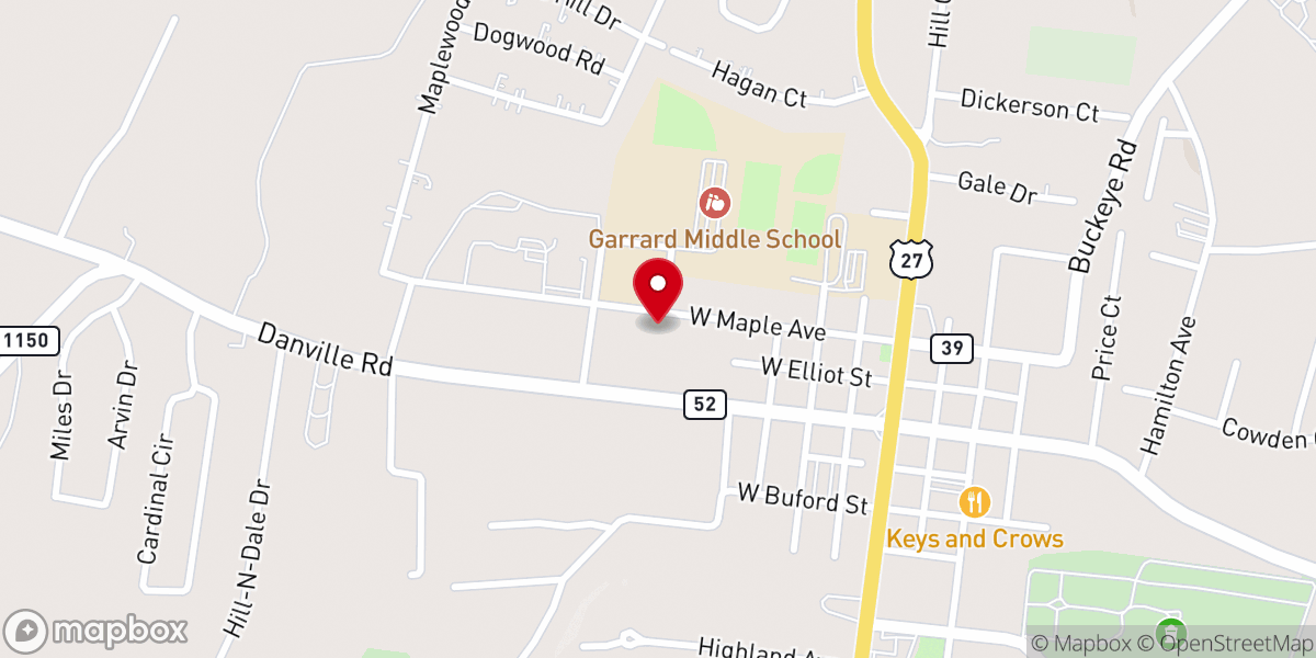 Map showing location of Maple Avenue Church of Christ