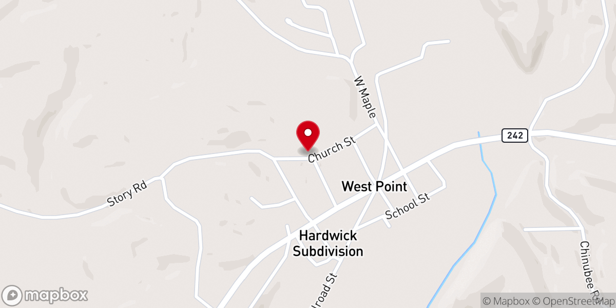 Map showing location of Westpoint Missionary Baptist Church