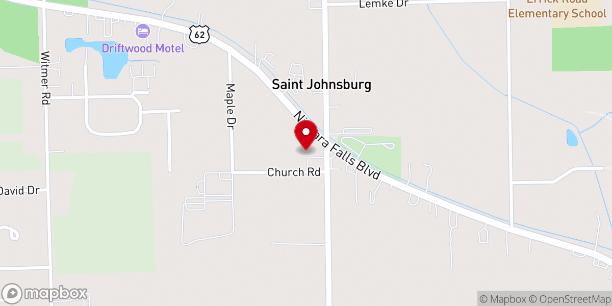 Map showing location of St. John Lutheran Church and School