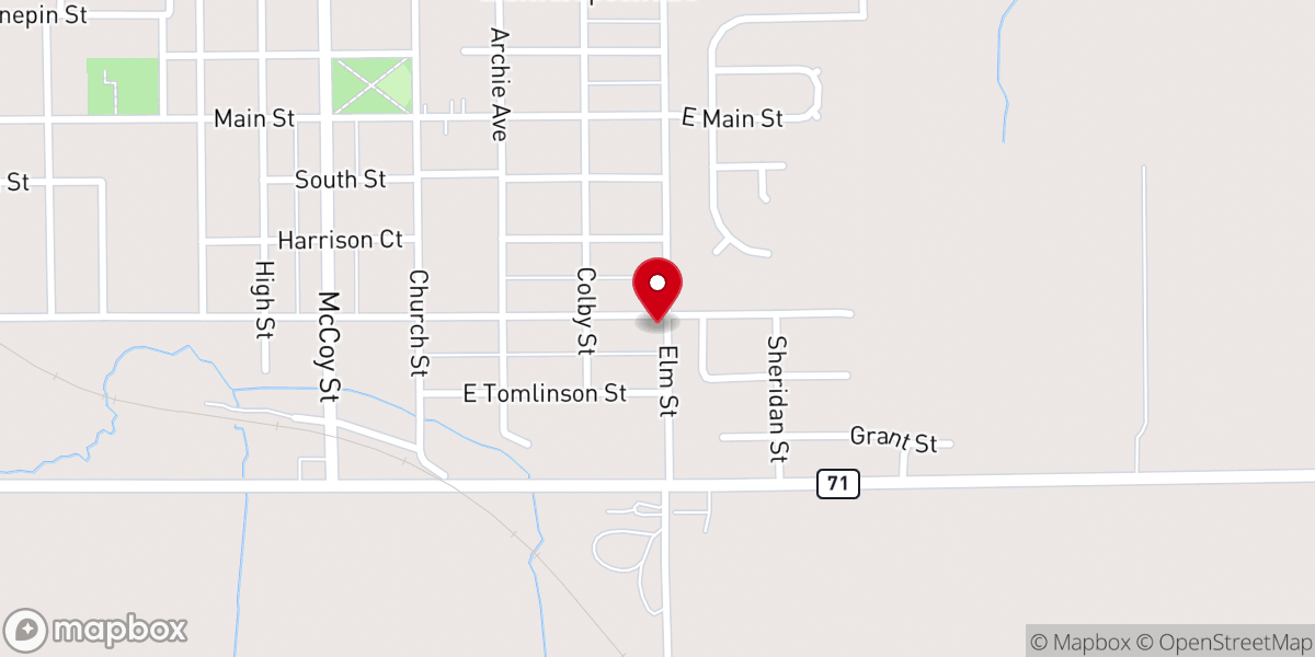 Map showing location of Putnam County Community Church
