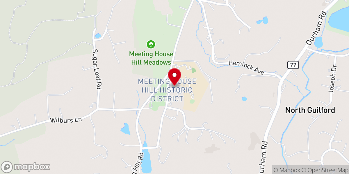 Map showing location of North Guilford Congregational Church