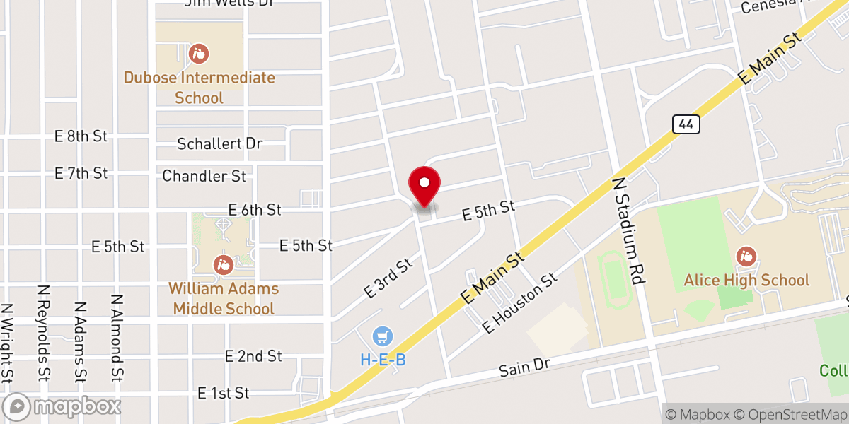 Map showing location of Alice Christian Fellowship