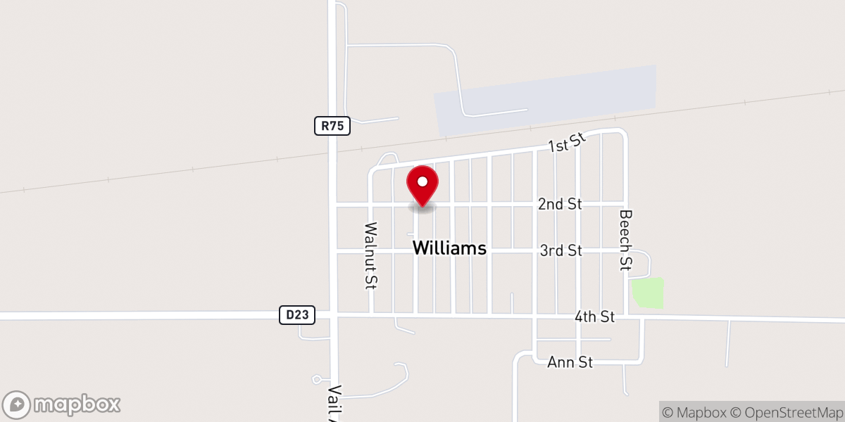 Map showing location of Williams United Methodist