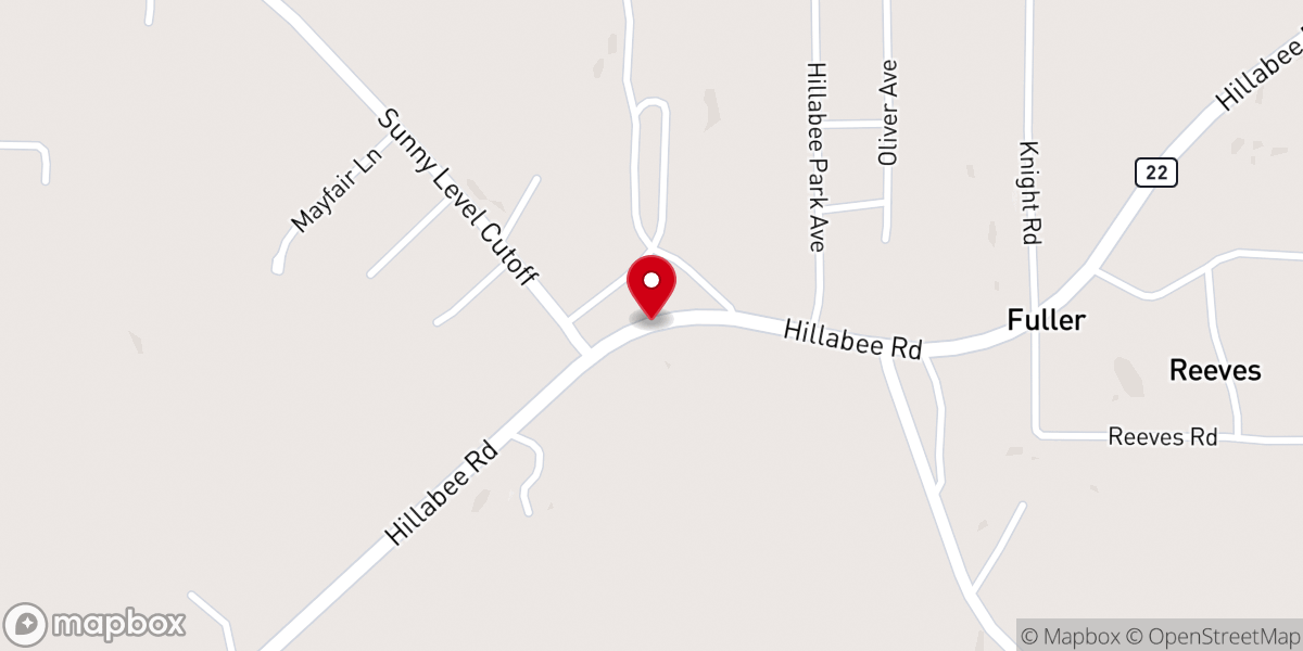 Map showing location of Hillabee Baptist ChurchBaptist ch