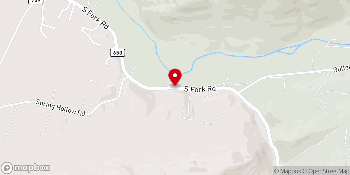 Map showing location of Southfork Baptist Chirch