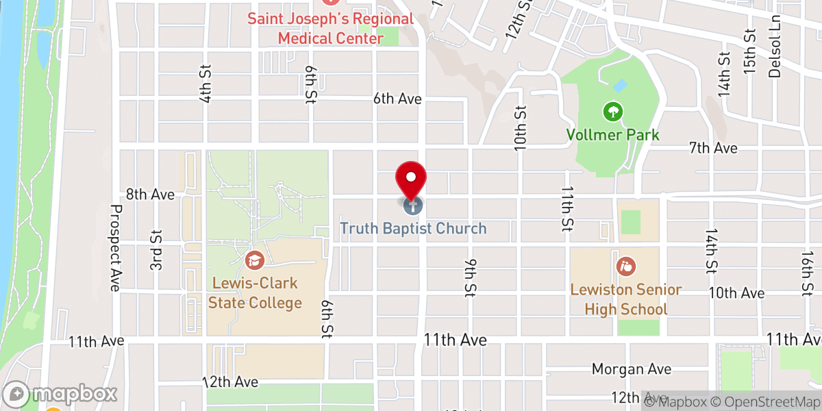 Map showing location of Truth Baptist Church