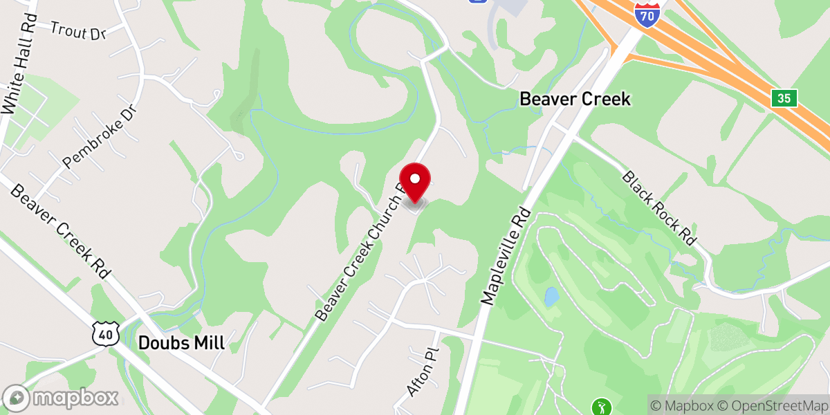 Map showing location of Beaver Creek Christian Church