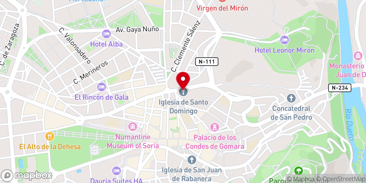 Map showing location of Iglesia de Santo Domingo