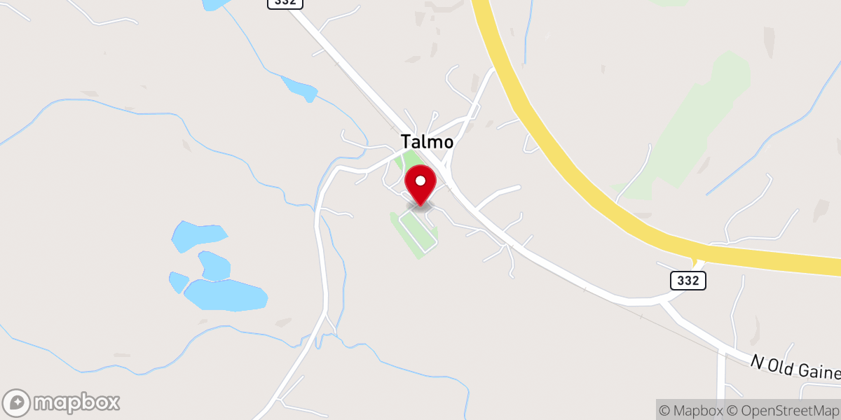 Map showing location of Talmo Baptist Church