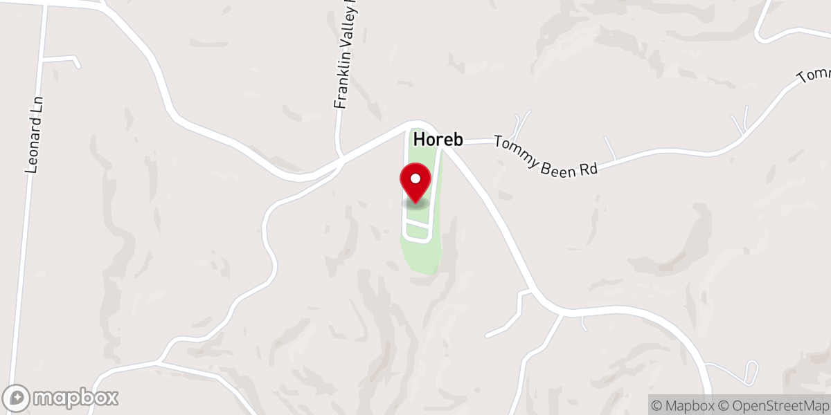 Map showing location of Horeb Church