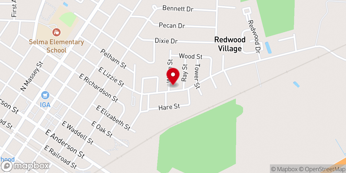 Map showing location of Selma Church of Christ