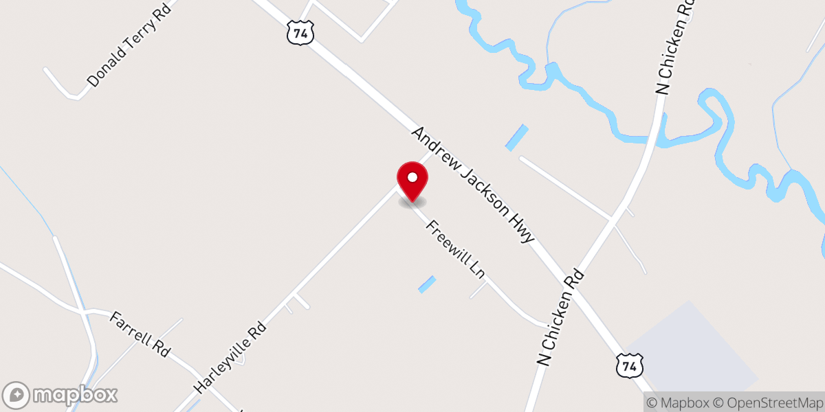 Map showing location of Cornerstone Free Will Church