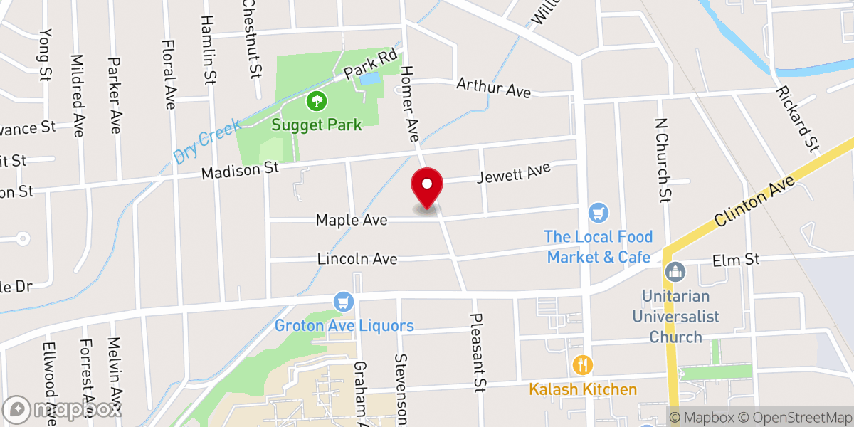 Map showing location of Homer Ave United Methodist Church