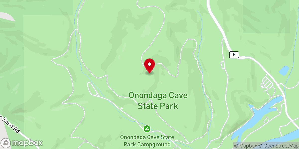 Map showing location of Onondaga Cave State Park