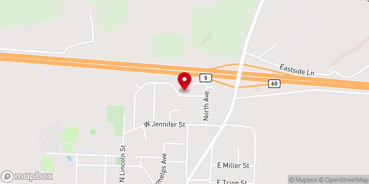 Map showing location of Mansfield Assembly Of God