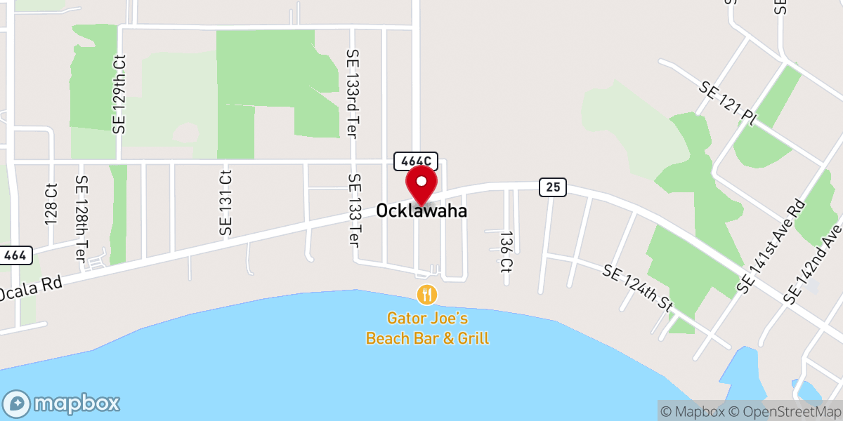 Map showing location of Ocklawaha
