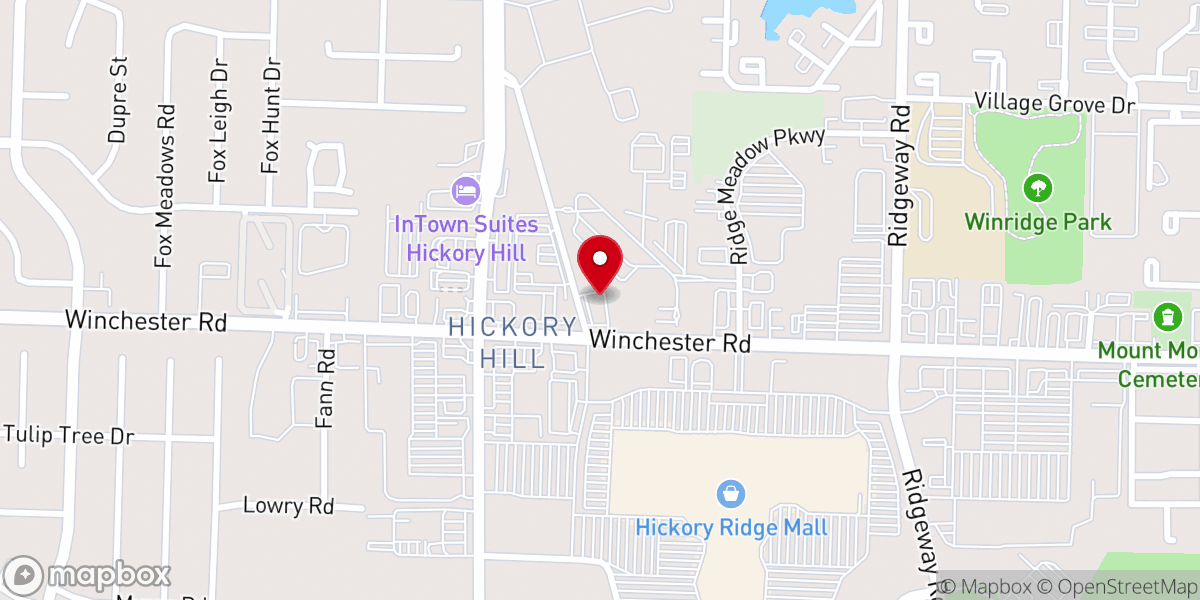 Map showing location of Hickory Hill Missionary Baptist Church