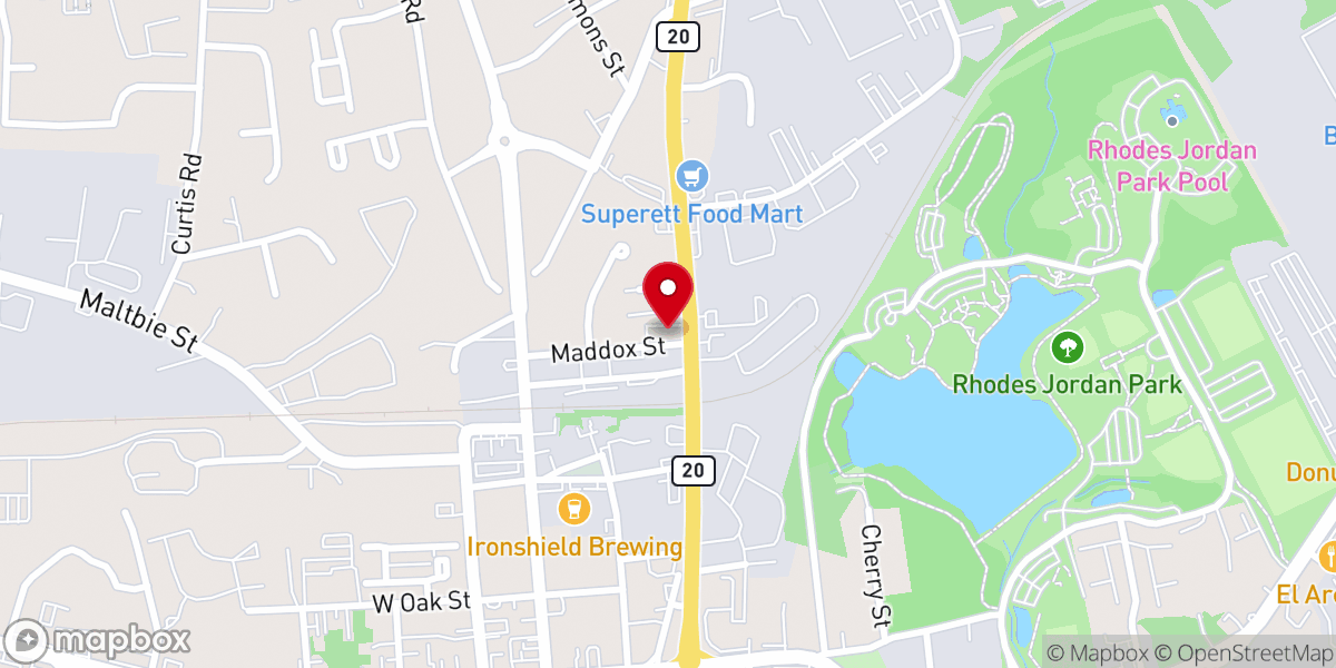 Map showing location of New Harvest Baptist Church