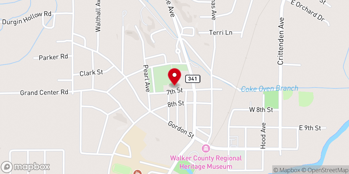 Map showing location of First Baptist Church