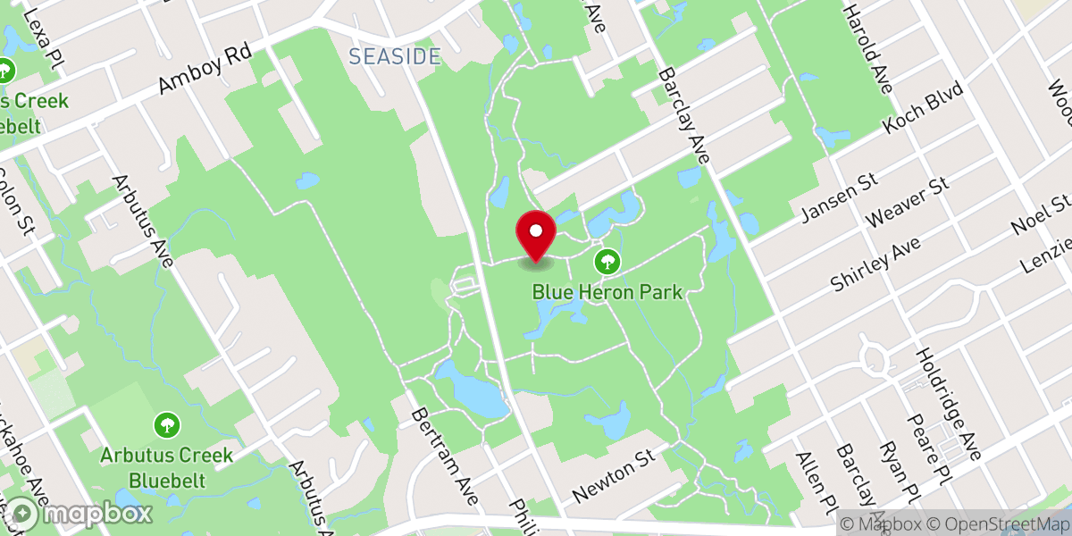 Map showing location of Blue Heron Park