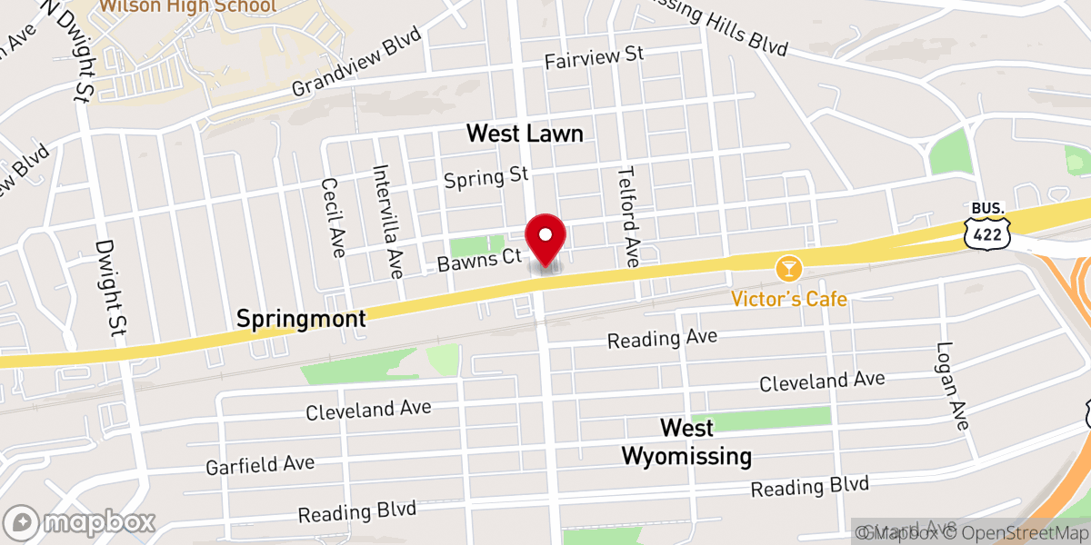 Map showing location of West Lawn United Methodist Church