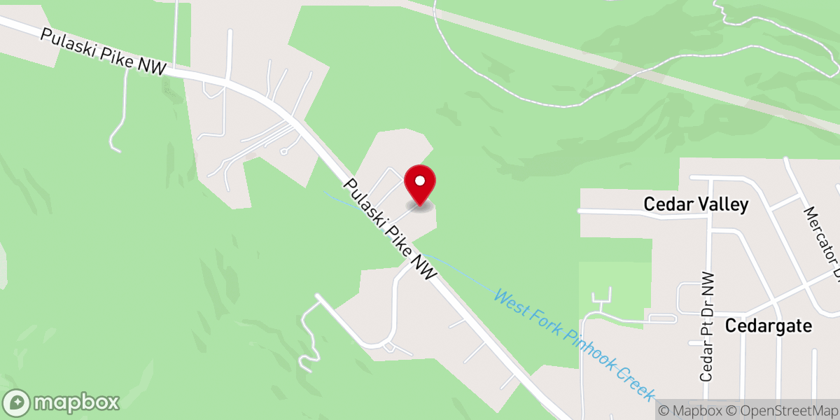 Map showing location of Poplar Creek Baptist Church