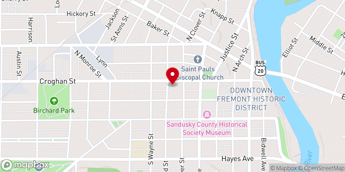 Map showing location of St. Joseph Catholic Church