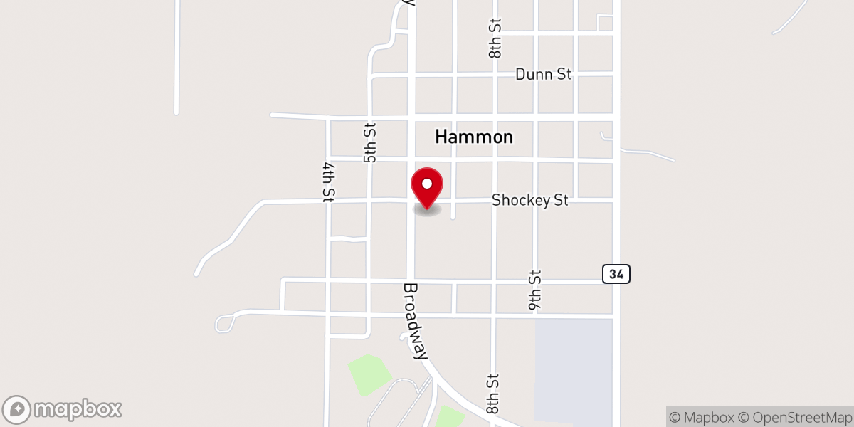 Map showing location of First Baptist Church Hammon