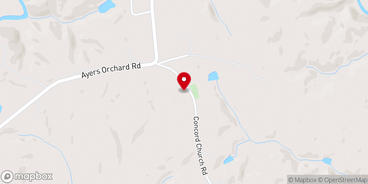 Map showing location of Concord United Methodist Church