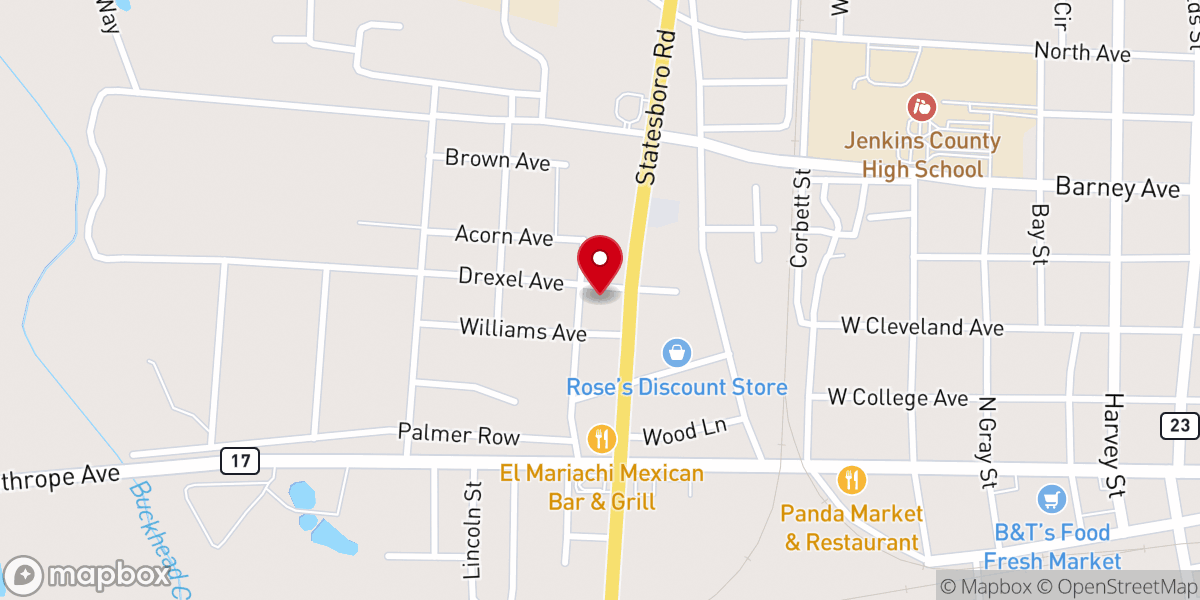 Map showing location of West Millen Baptist Church
