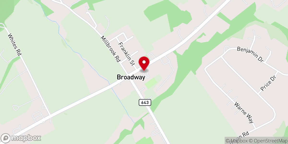 Map showing location of Broadway United Methodist Church