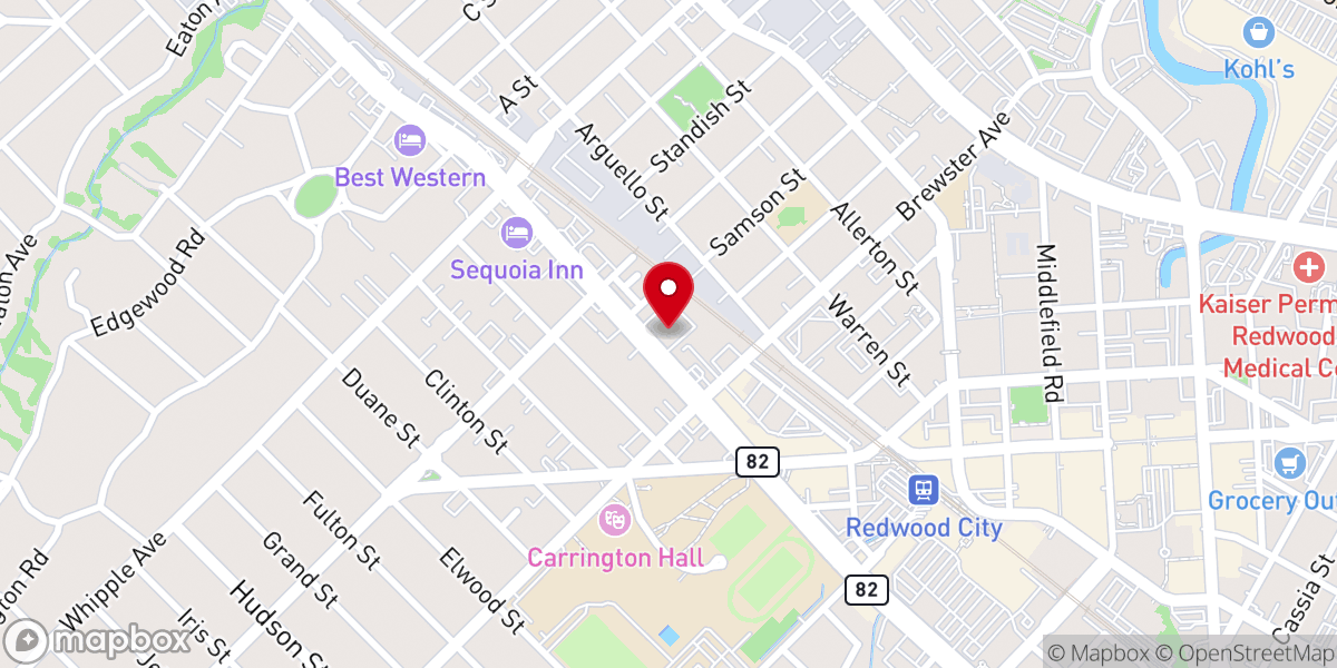Map showing location of Victory Outreach Redwood City