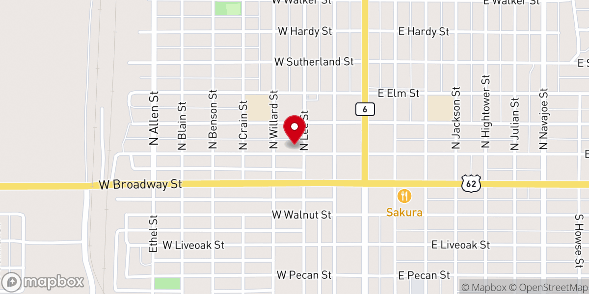 Map showing location of Altus Chamber of Commerce