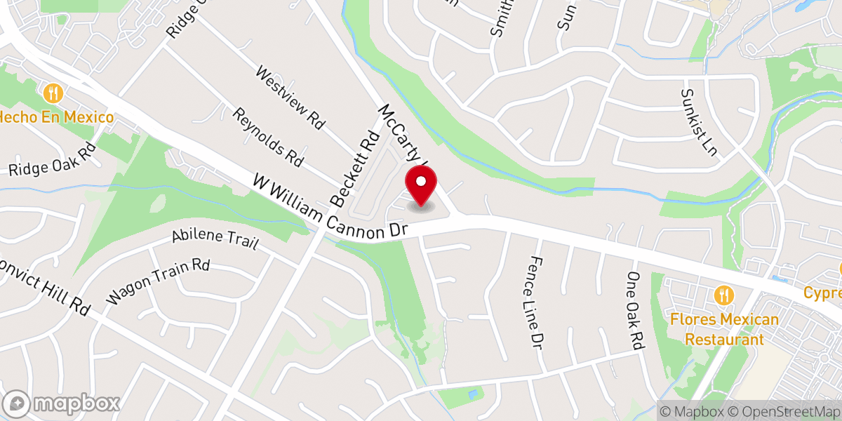 Map showing location of Shephard of the Hills Presbyterian Church in Oak Hill