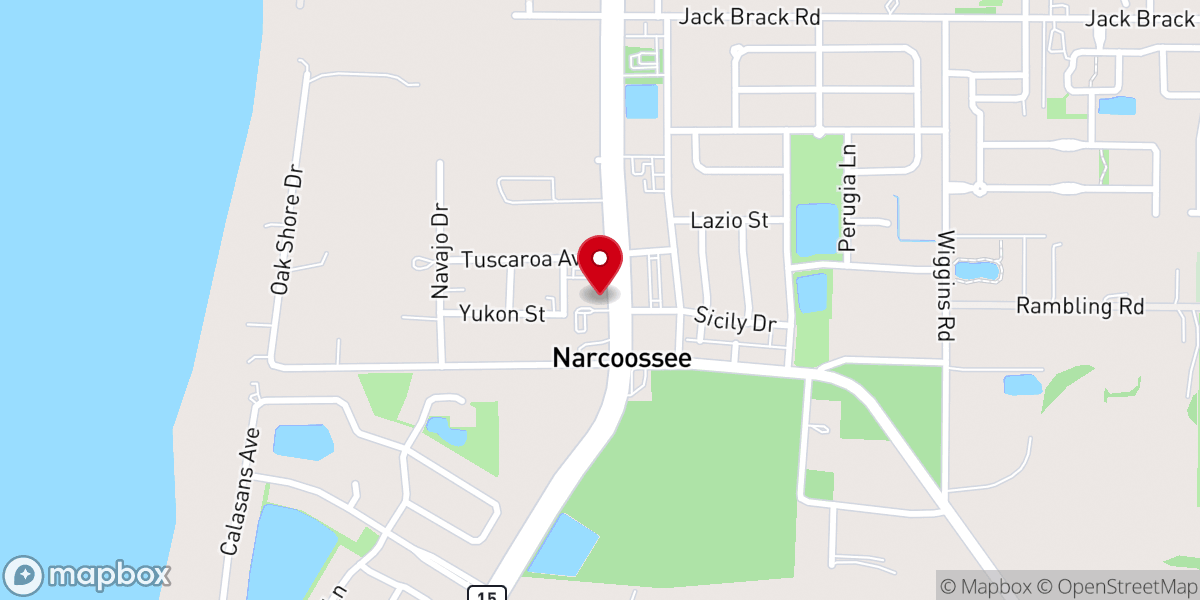 Map showing location of Narcoossee Baptist Church