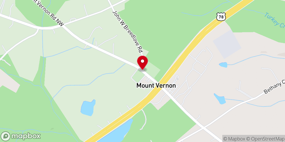 Map showing location of Mt Vernon Christian Church