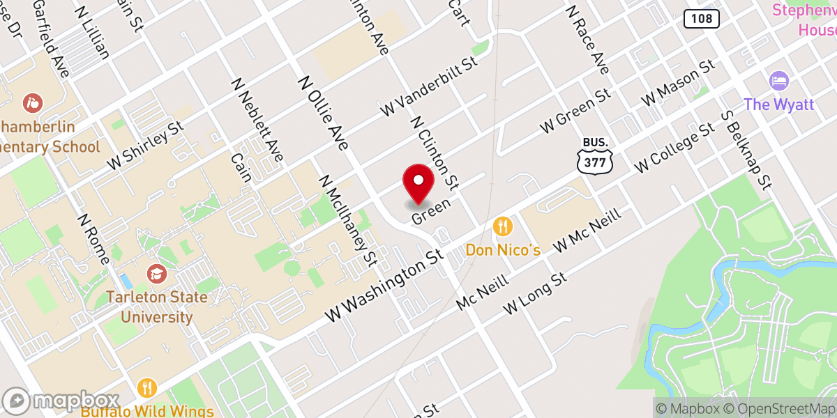Map showing location of Lighthouse Community Church, Stephenville, Texas