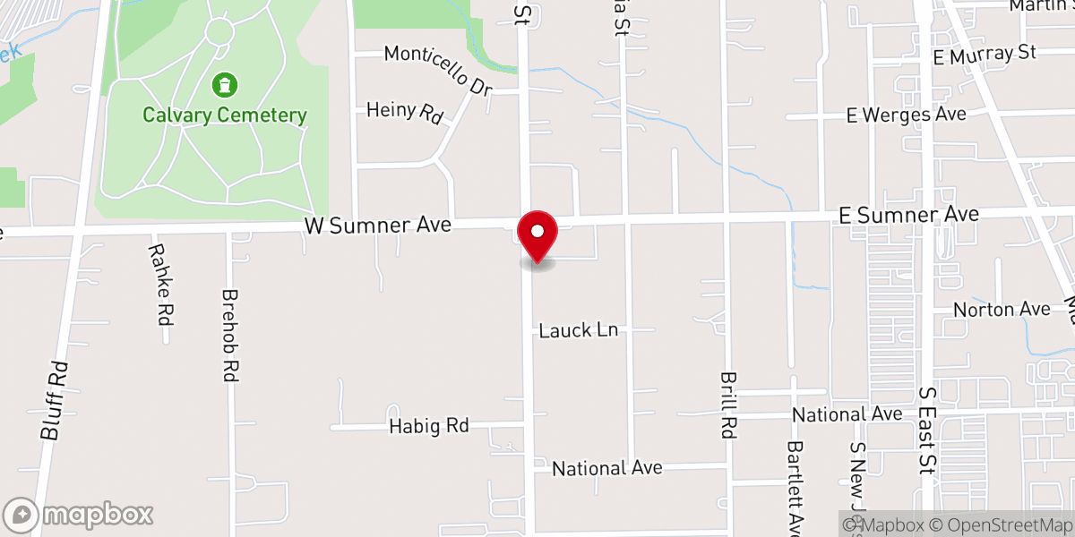 Map showing location of St Roch Parish Life Center