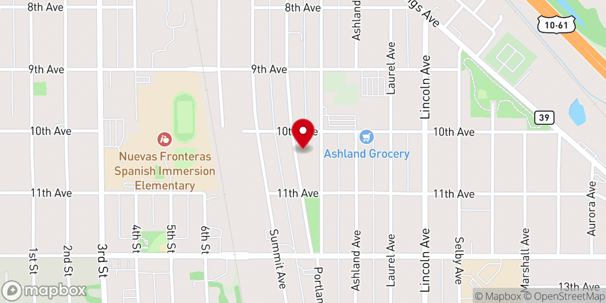Map showing location of St. Andrew's Evangelical Lutheran Church