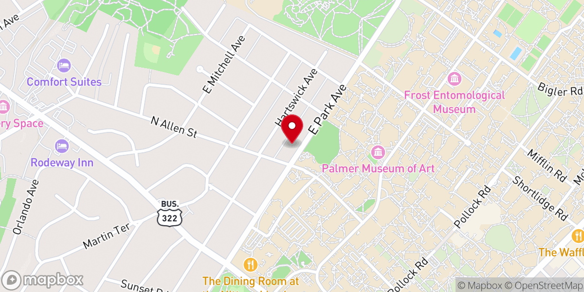Map showing location of Suzanne Pohland Paterno Catholic Student Faith Center