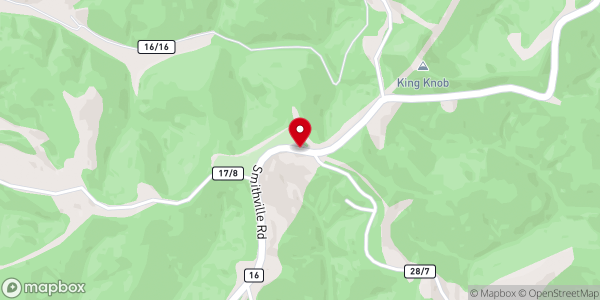 Map showing location of King Knob Church