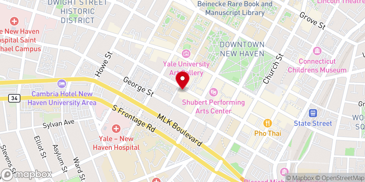 Map showing location of New Haven, CT 06520